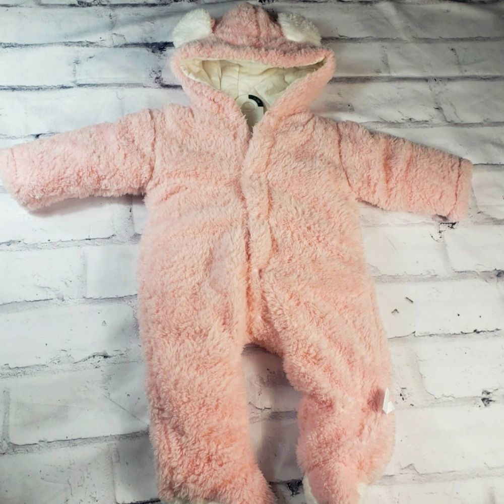 Baby Girl Fleece Cold  Weather Snow Bear Footie Onesie Size 0-3 Months NWOT